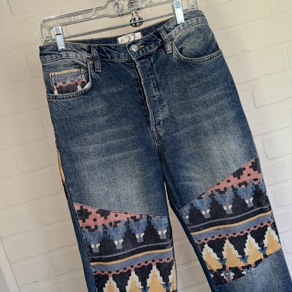 Free People jeans Rocky Mountain  denim 27 straight leg western button fly boho - Picture 5 of 10